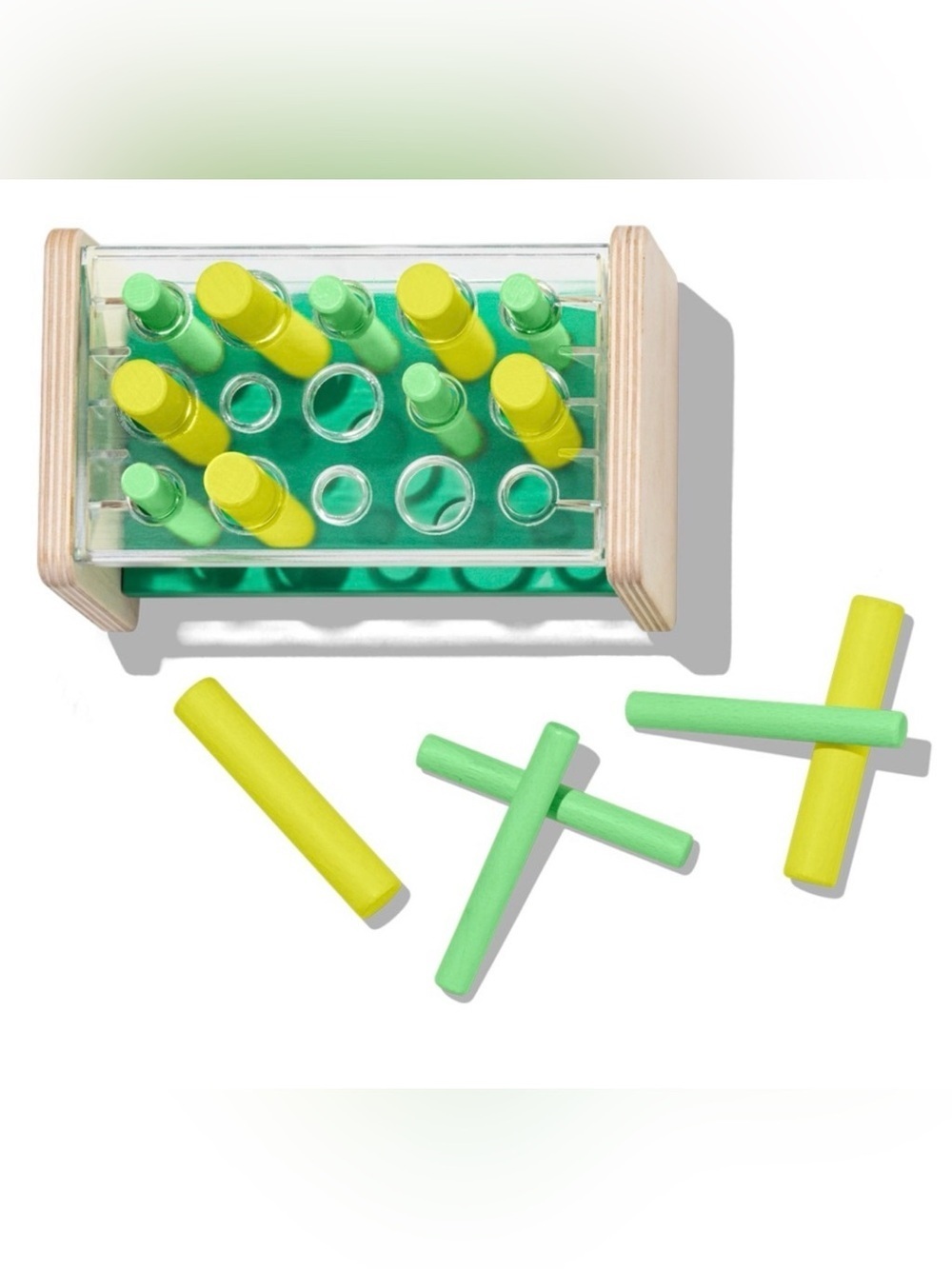 Lovevery Wooden Posting Stand Toy - Green & Yellow - Picture 2 of 4